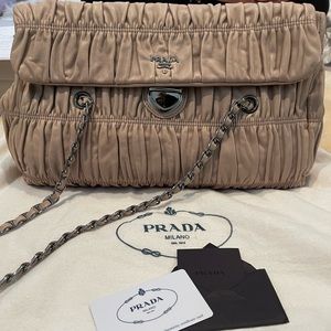 Authentic Prada Gaufre Nude Leather Shoulder bag- NWT